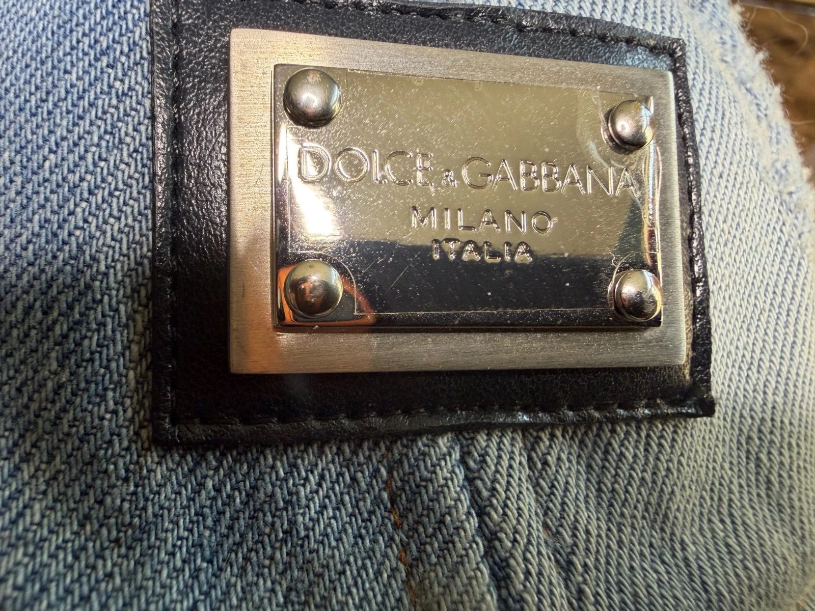 Dolce & Gabbana Silver Logo Plate Denim Distressed Hat Size ONE SIZE - 5 Thumbnail