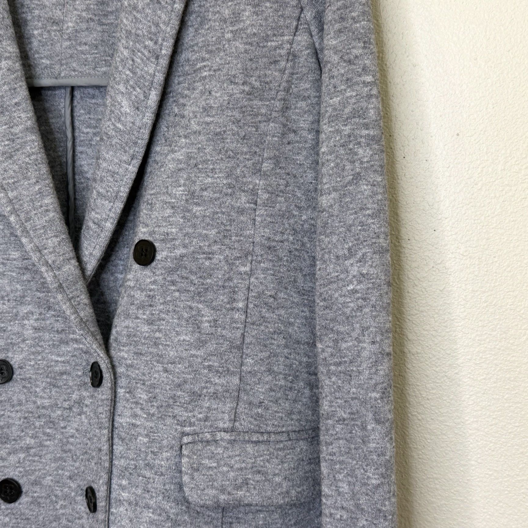 Doublet Betabrand LuxeMelange Blazer Jacket Womens XS Gray Double Breasted Stretch Blazer Jacket Knit Viscose Blend Pockets Size XS / US 0-2 / IT 36-38 - 3 Thumbnail