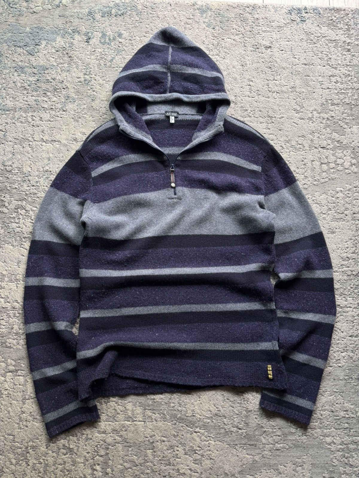 Armani Armani Jeans Vintage Hooded Wool Sweater Size L/Xl Size US XL / EU 56 / 4 - 2 Thumbnail