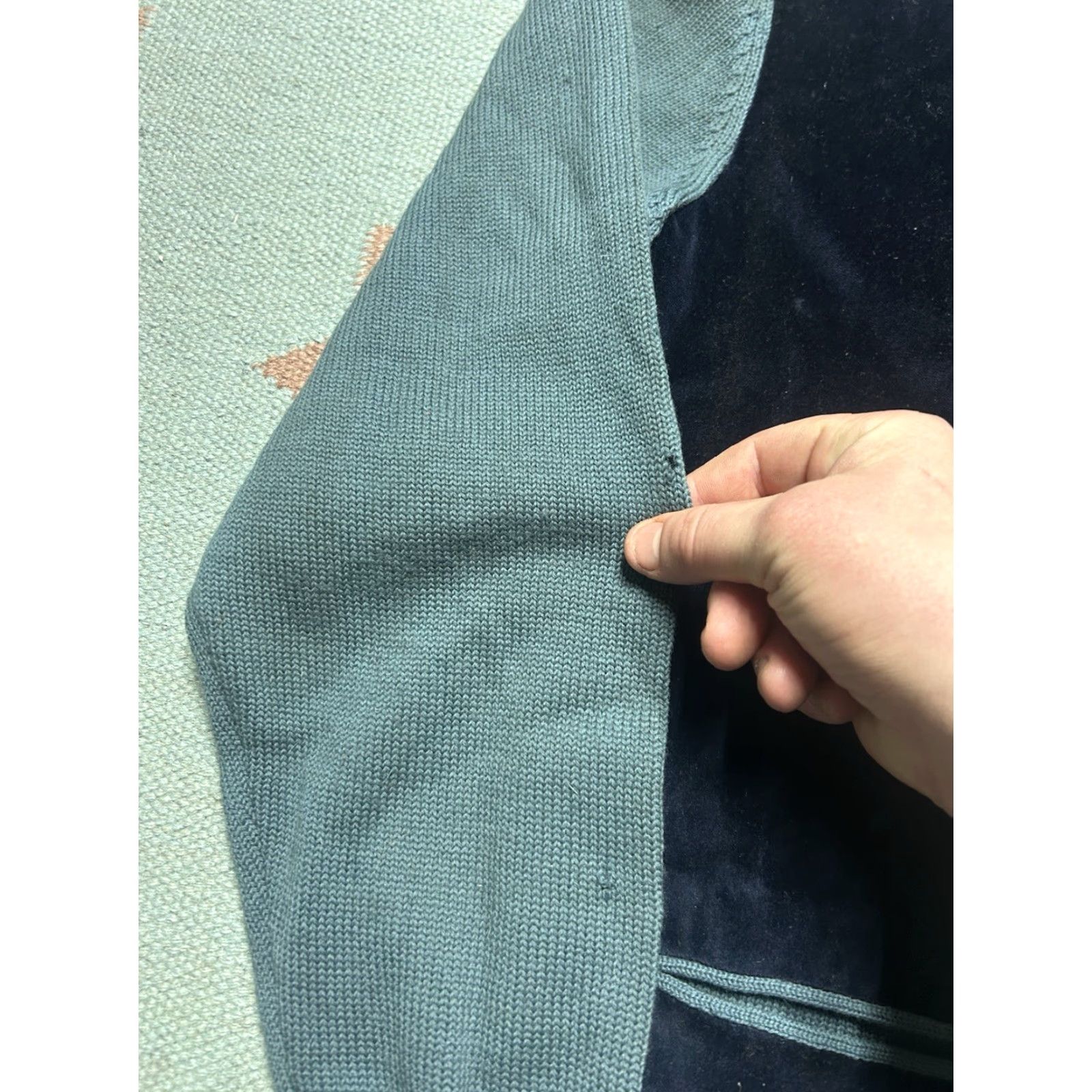 Velour VINTAGE Cardigan Mens 50s Wool Knit Velour 2 Tone Blue Medium Small Details: distressed, sweater, regular size, blue, unbranded Size US M / EU 48-50 / 2 - 2 Thumbnail