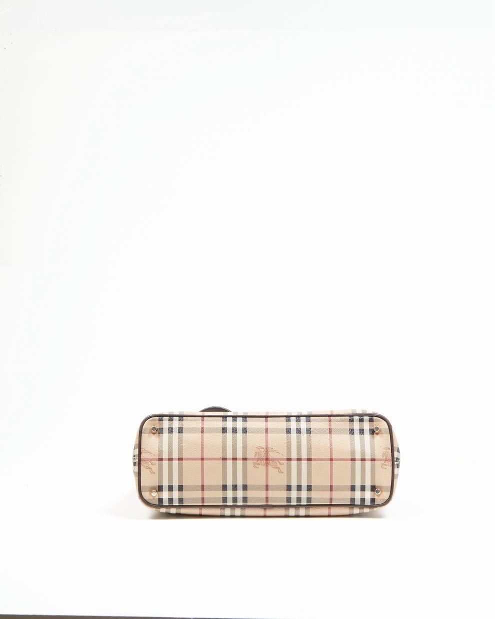 Burberry BURBERRY Beige Nova Check Coated Canvas Zip Tote Bag Size ONE SIZE - 3 Thumbnail