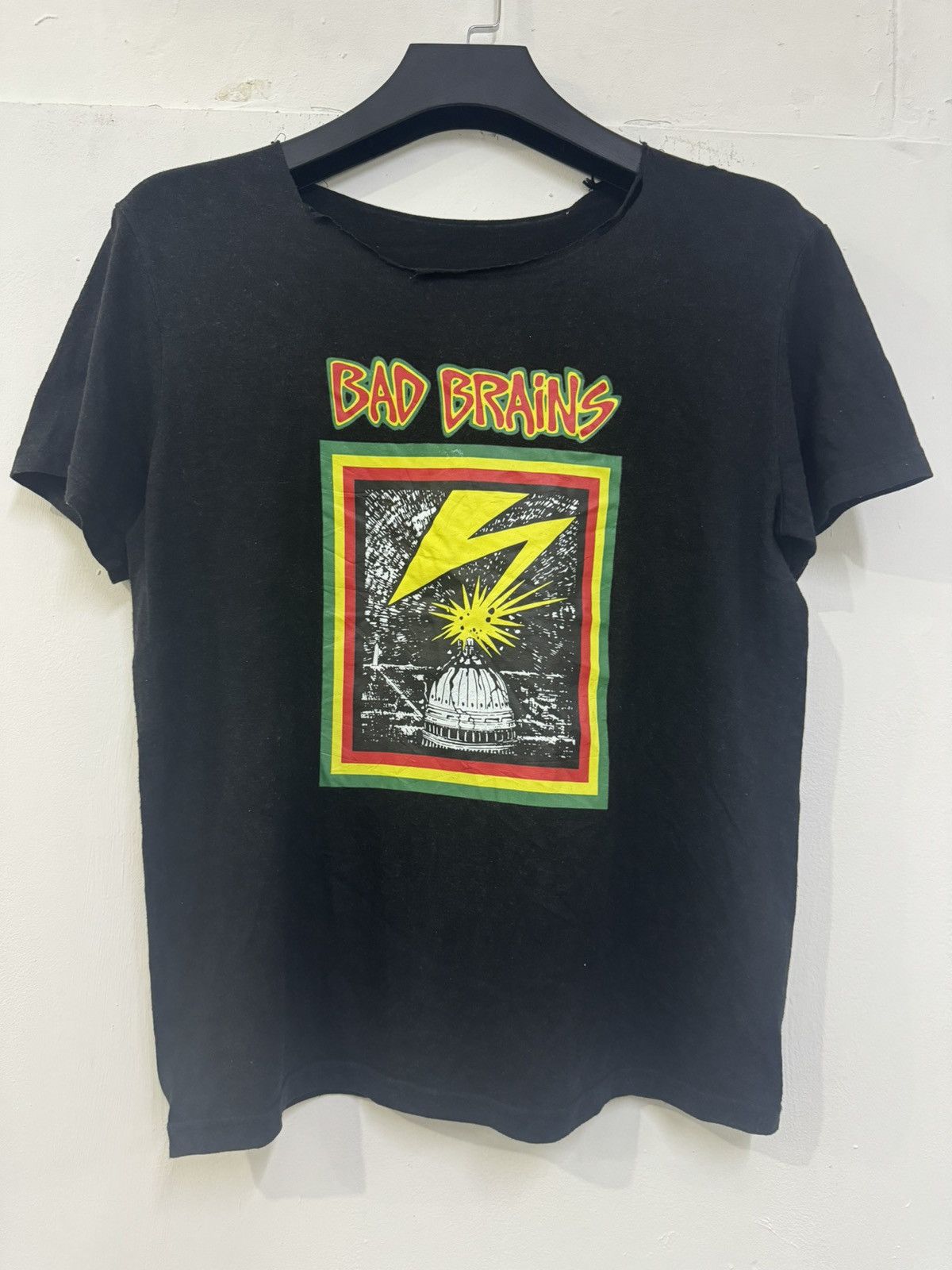 💥DISTRESSED COLLAR BAD BRAIN FLASH HARDCORE PUNK SHIRT