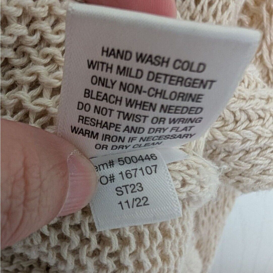 Designer Garnet Hill Cabled Pullover Womens Size XL Ecru Beige Linen Size US XL / EU 56 / 4 - 7 Thumbnail