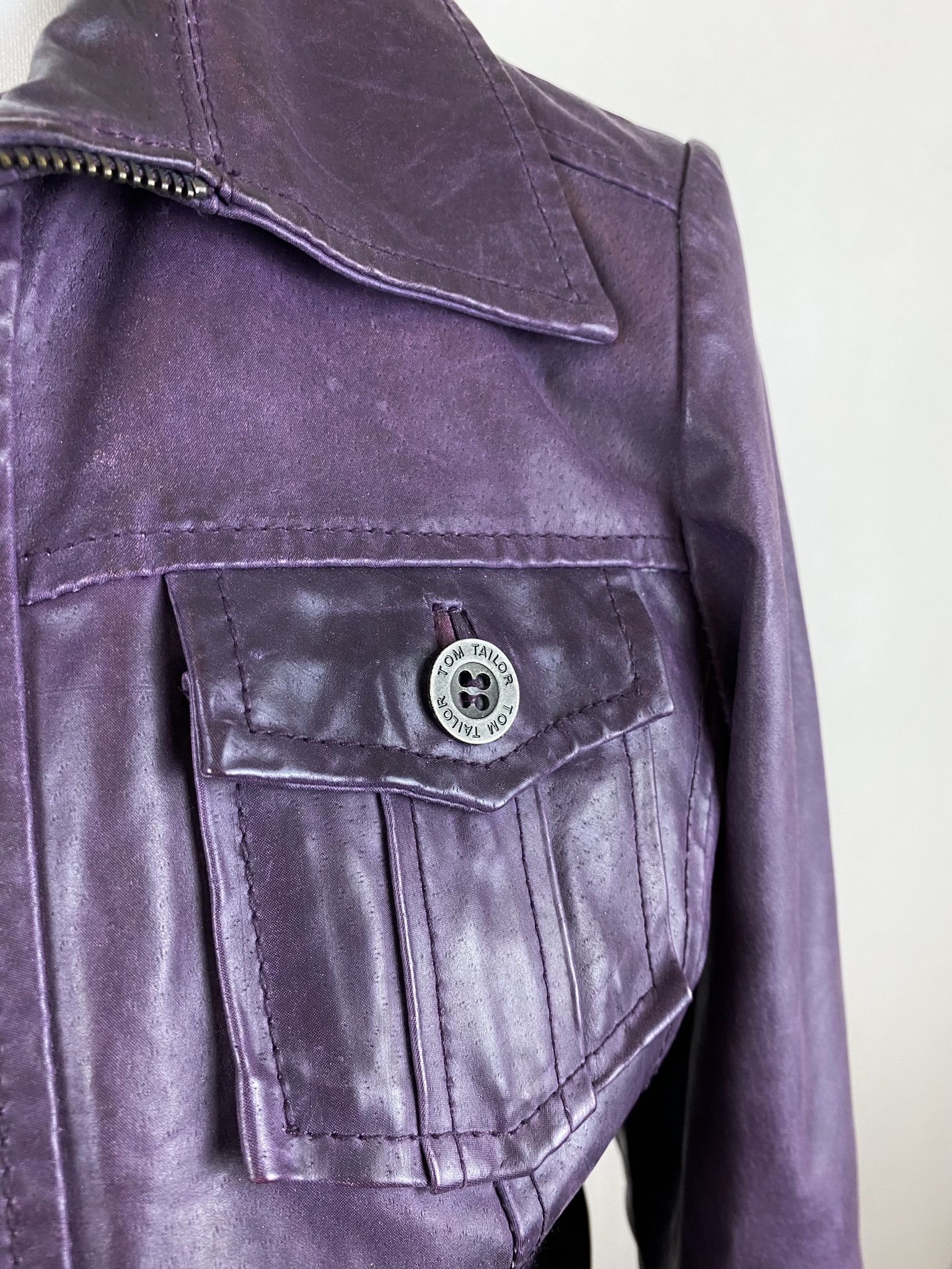 Genuine Leather × Vintage real leather jacket purple rare big pullers Size S / US 4 / IT 40 - 7 Thumbnail