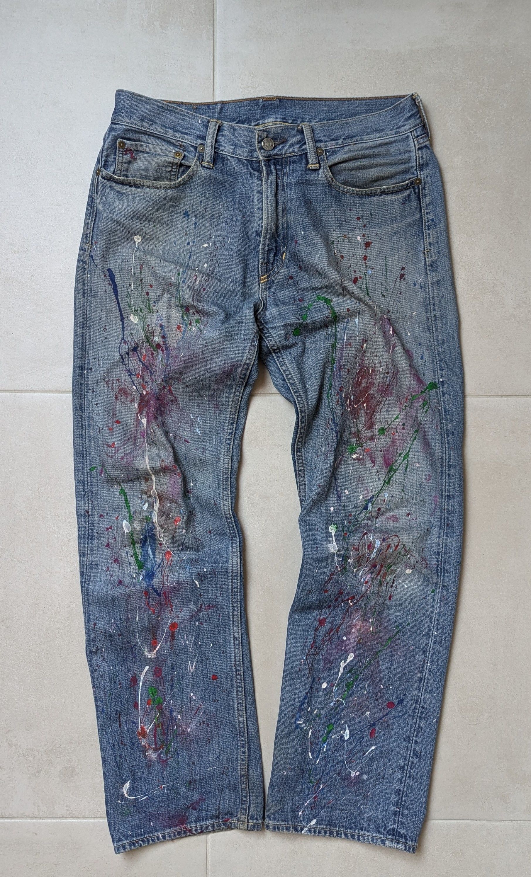Ralph Lauren × Vintage Ralph Lauren CUSTOM Paint Splatter Jeans Size US 32 / EU 48 - 2 Thumbnail