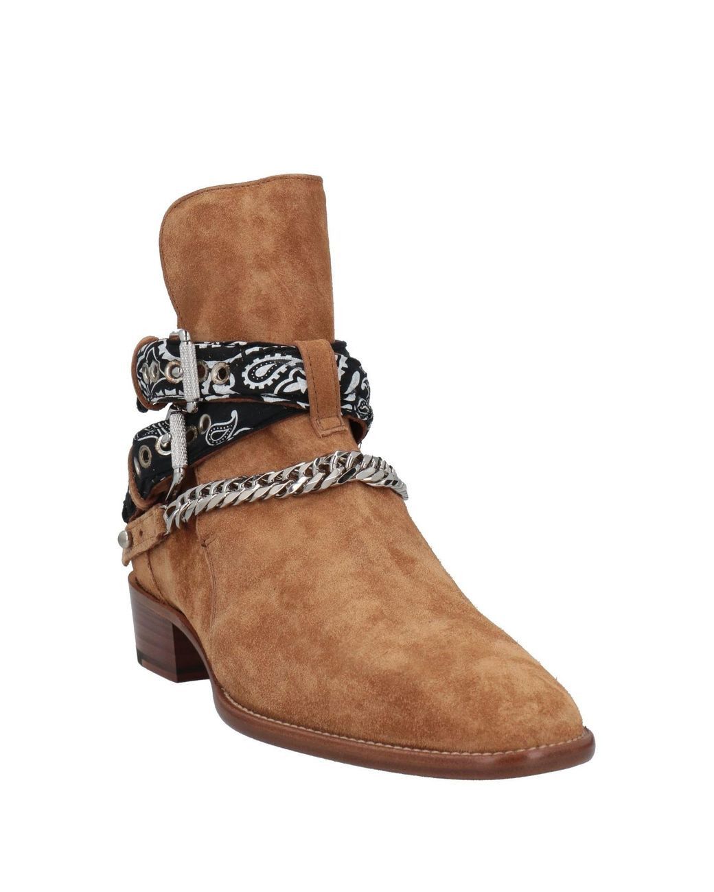 Amiri Bandana Buckle Chain Ankle Boots Camel Suede Western Harness Size US 10 / EU 43 - 2 Thumbnail