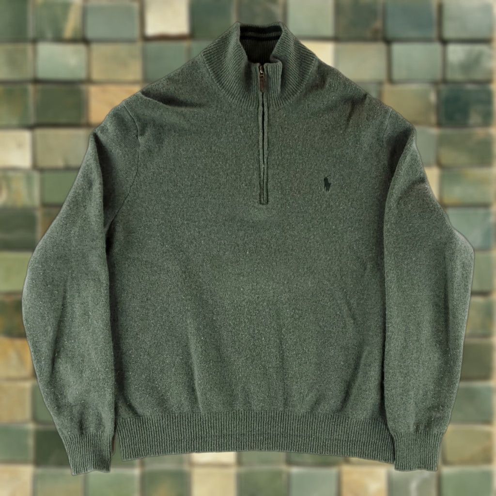 Polo Ralph Lauren Polo Ralph Lauren 1/4 Zip Sweater Wool Cashmere Blend Green Mens XL Pullover Men Green XL Size US XL / EU 56 / 4 - 1 Thumbnail