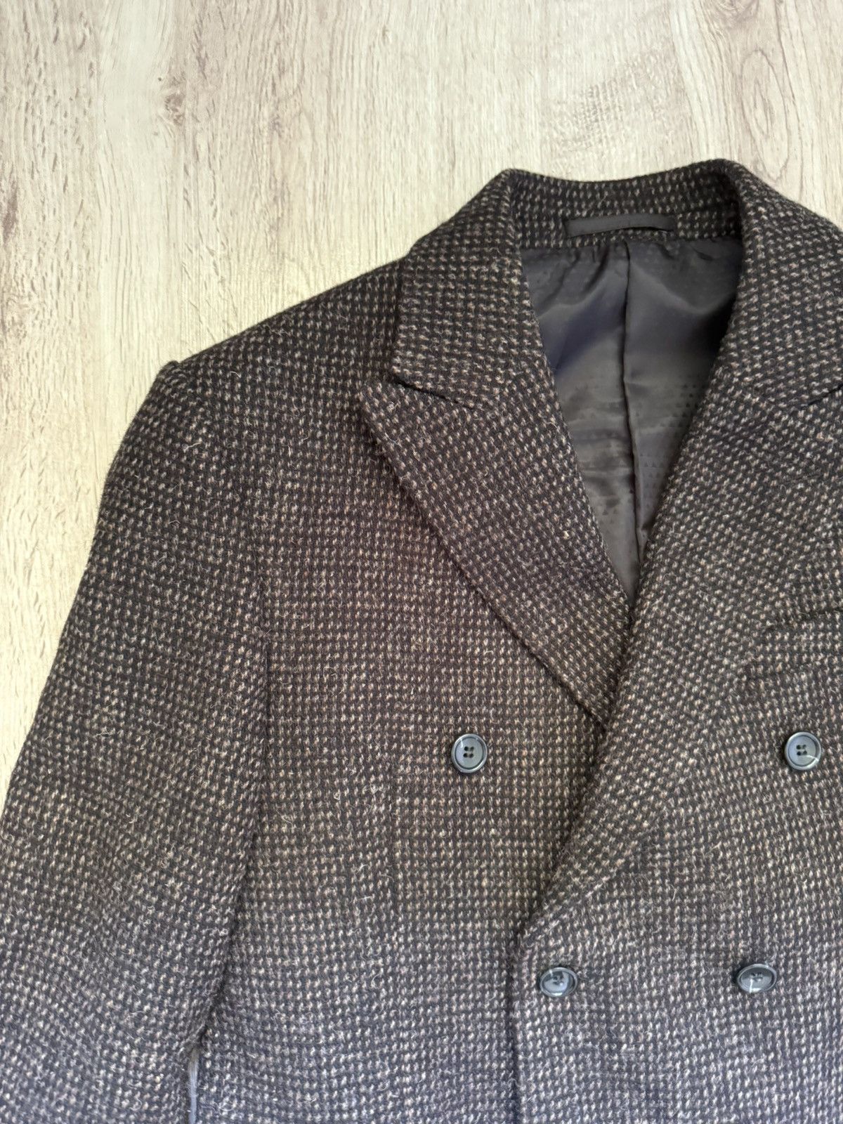 Harris Tweed ASOS Harris Tweed Wool Double Breasted Blazer Jacket Brown Size 40S - 4 Thumbnail