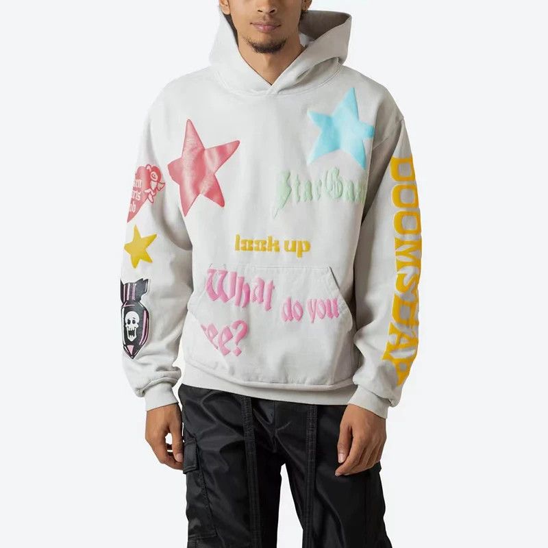 Japanese Brand Graffiti Stars Letter Foam Baggy Fleece Hoodies Size US L / EU 52-54 / 3 - 3 Thumbnail