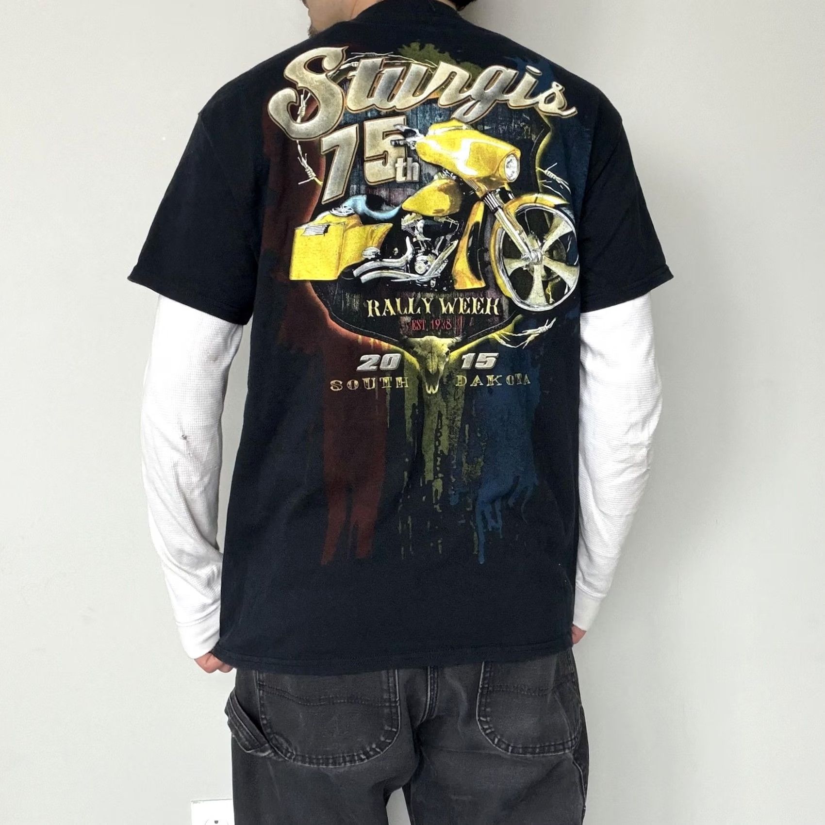 Gildan Sturgis Motorcycle Biker 75th Rally Week 2015 Shirt Mens Large Black Y2K Tee Size US L / EU 52-54 / 3 - 2 Thumbnail