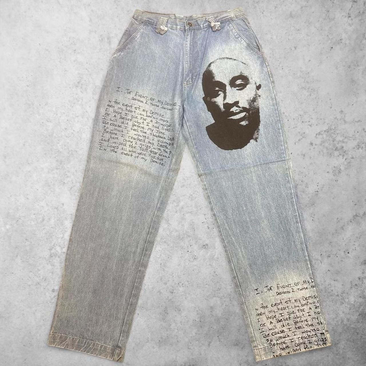 Makaveli × Vintage MAKAVELI TUPAC SHAKUR M Baggy Pants Blue Washed