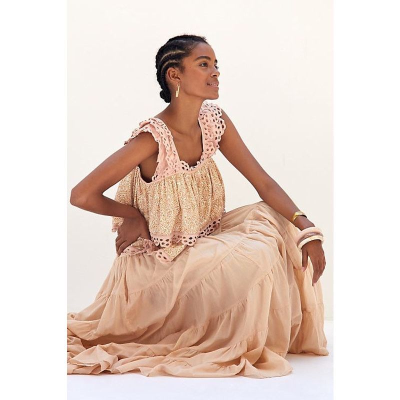 Anthropologie New Anthropologie Let Me Be Eyelet Tiered Swing Top $110 Size S / US 4 / IT 40 - 4 Thumbnail