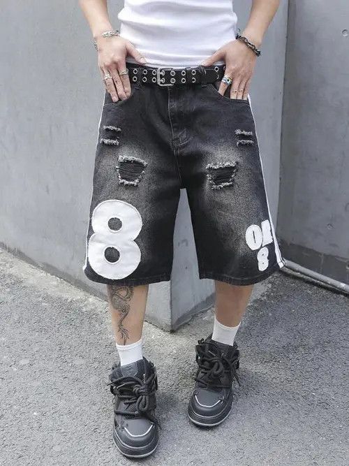 Jean DRIP Graphic Drill jeans shorts jorts Size US 34 / EU 50 - 3 Thumbnail