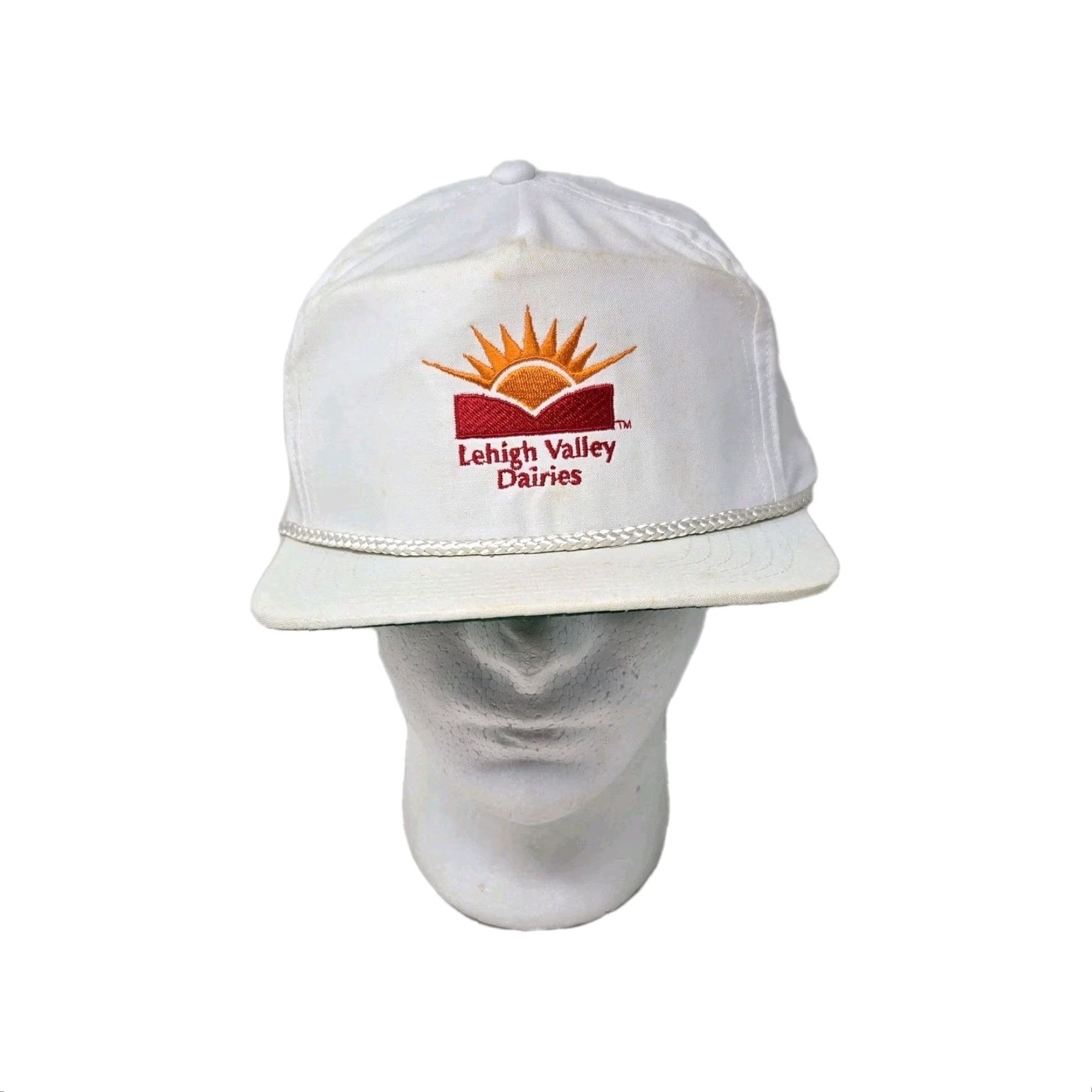 Vintage VINTAGE Lehigh Valley Dairy Hat Snapback White Rare READ Trucker Hat 90s Mens One Size White Boys Girls Adults? Size ONE SIZE - 2 Thumbnail