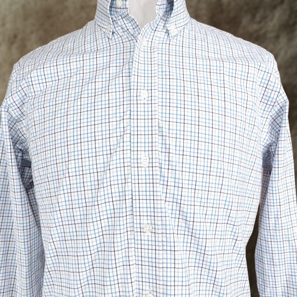 Jos. A. Bank Jos. A. Bank Dress Shirt Mens 16 32/33 Tailored Fit Check Button-Down Collar Cotton Spandex Slim Fit Business ShirtMens Size 42R - 1 Thumbnail