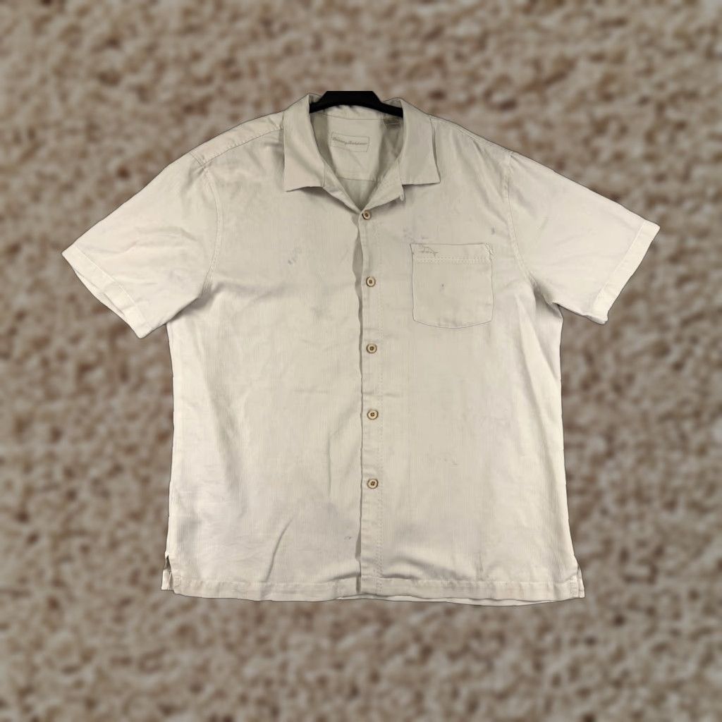 Tommy Bahama VINTAGE Tommy Bahama Shirt Men XL Beige Hawaiian Button Up Silk Blend Vacation Size US XL / EU 56 / 4 - 1 Thumbnail