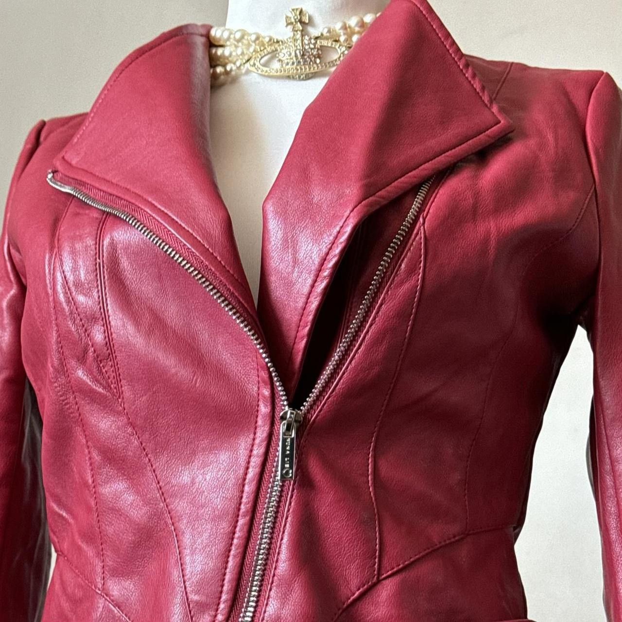 Vintage So sick fitted leather biker asymmetric avant garde jacket Size S / US 4 / IT 40 - 2 Thumbnail
