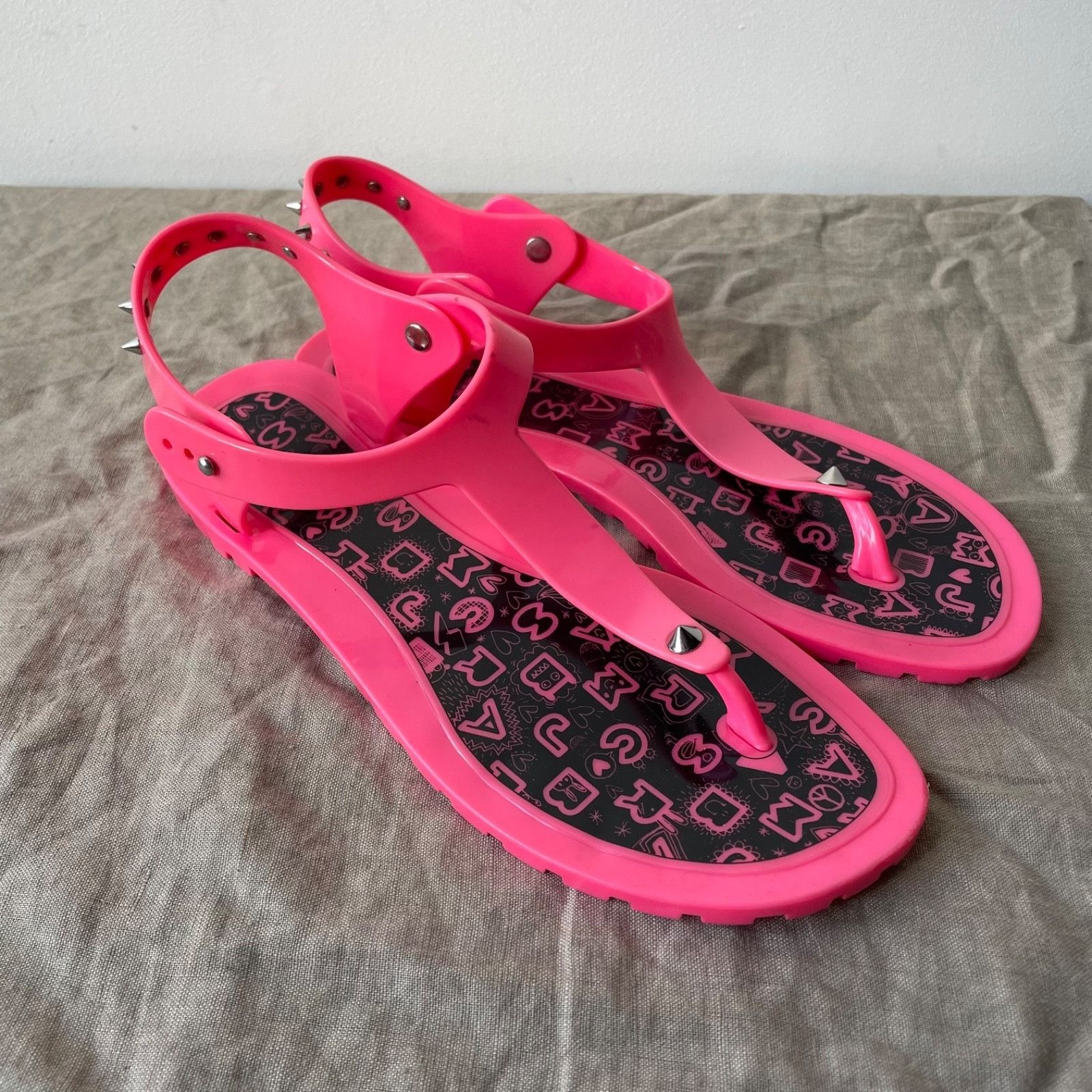 Marc Jacobs Marc Jacobs Pink Jelly Sandals Studded Ankle Strap Summer Sh Size US 10 / IT 40 - 1 Thumbnail