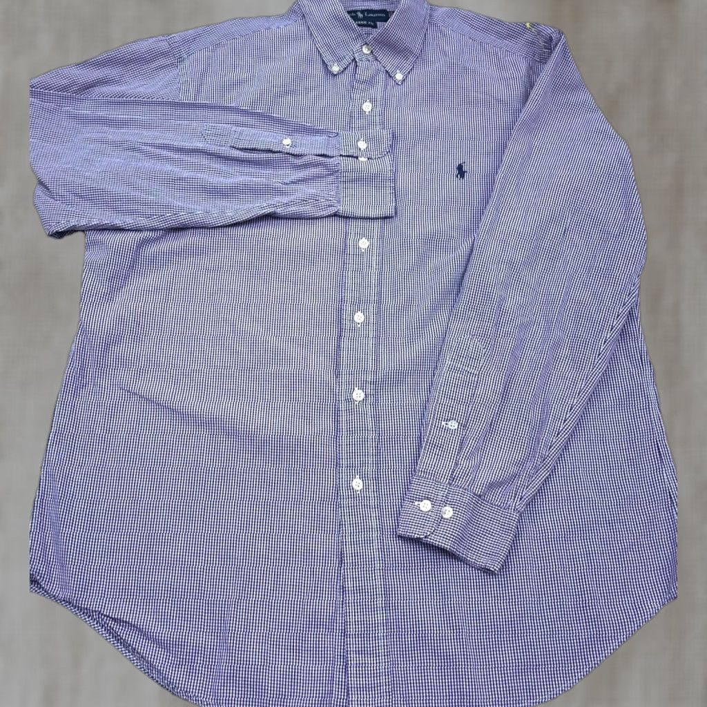 Ralph Lauren Ralph Lauren Shirt Men 16 32 Purple Button-Up Classic Fit Mini Check Dress A64 Size 42R - 1 Thumbnail