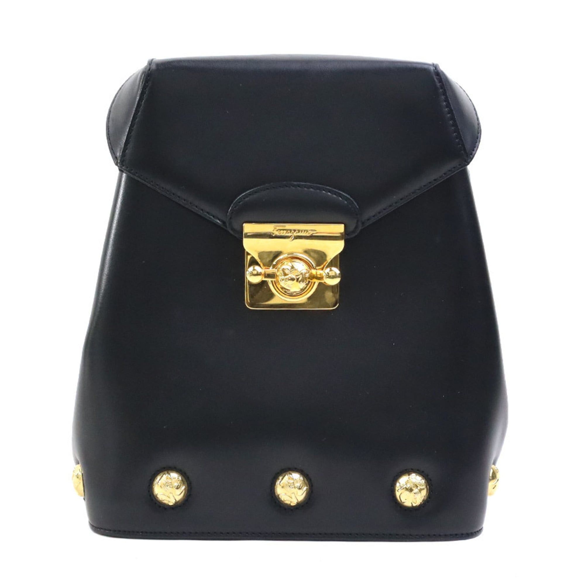 Salvatore Ferragamo Salvatore Ferragamo Backpack in Black and Gold Leather for Women (e61441k) Size ONE SIZE - 1 Thumbnail