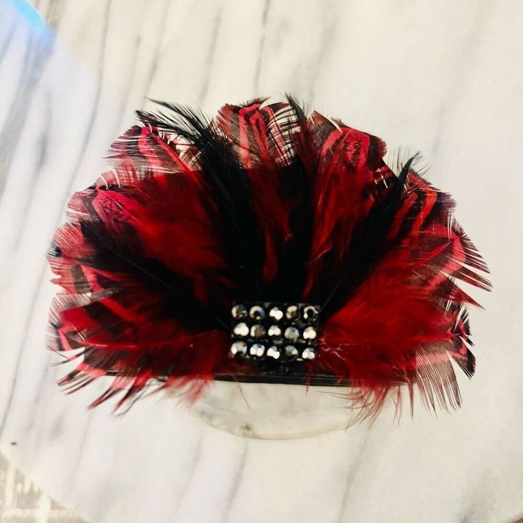 Jewelry Feather Wrap Bracelet Red Black Vegan Leather Snap Closure Size ONE SIZE - 3 Thumbnail