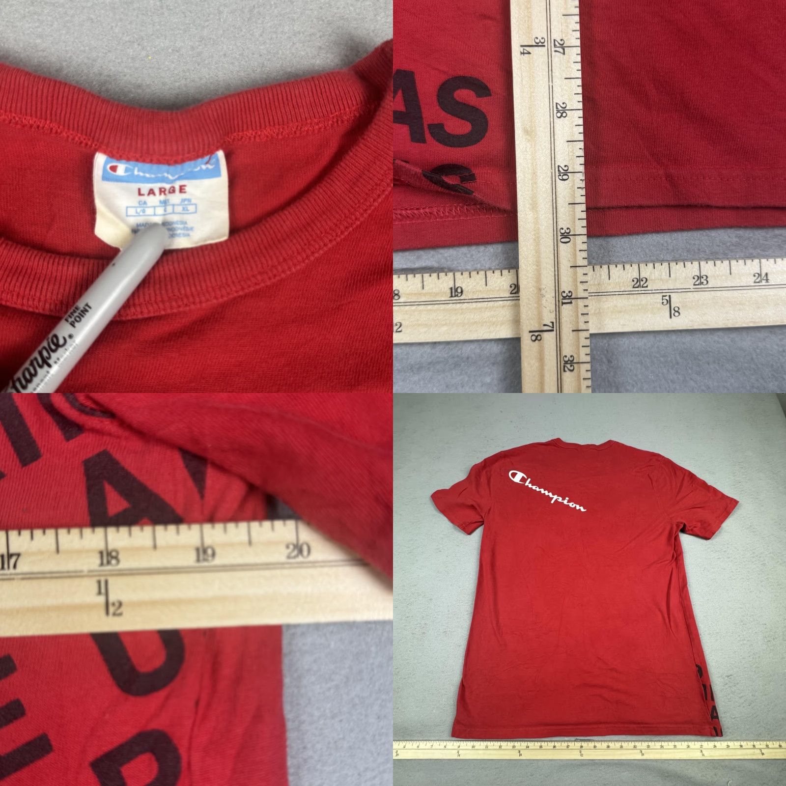 Champion CHAMPION Shirt Mens Large Red Graphic Print Short Sleeve Crew Neck Sports Since 1919 Size US L / EU 52-54 / 3 - 8 Thumbnail