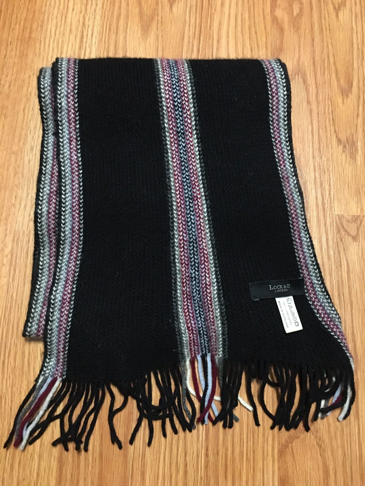 Lock & Co Hatters Lock & Co London Lambswool Black Knit Scotland Scarf Size ONE SIZE - 1 Thumbnail