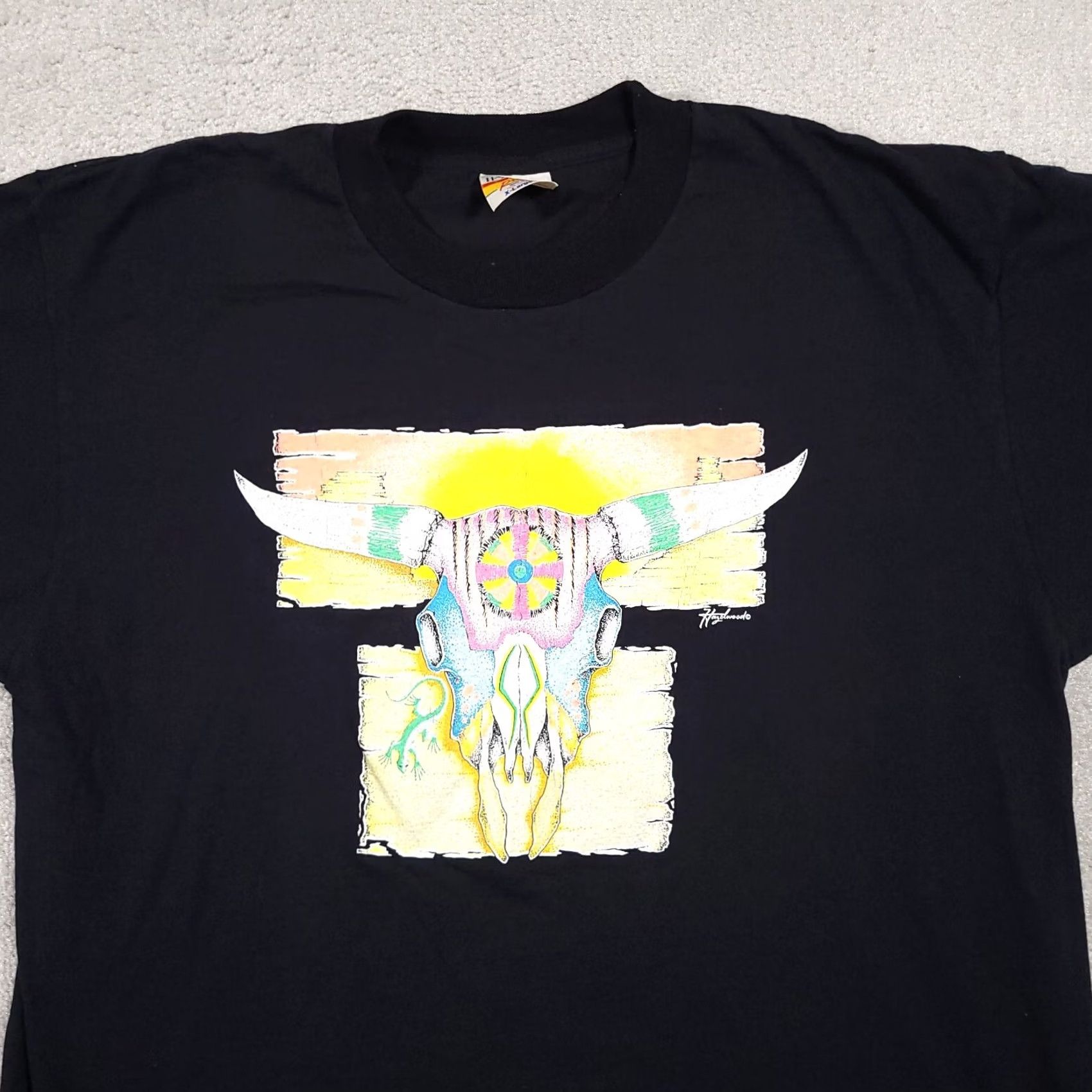 Vintage VINTAGE Hazelwood Team Premo Mexico Steer Skull Graphic T Shirt Mens XL USA Size US XL / EU 56 / 4 - 3 Thumbnail