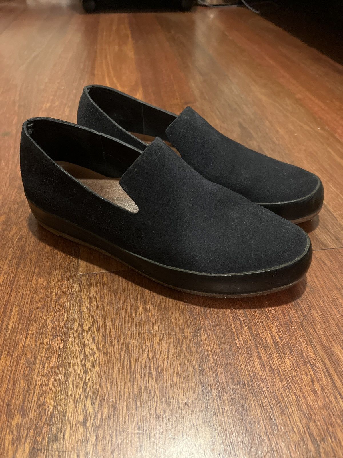 Feit Navy Blue Suede Slip Ons