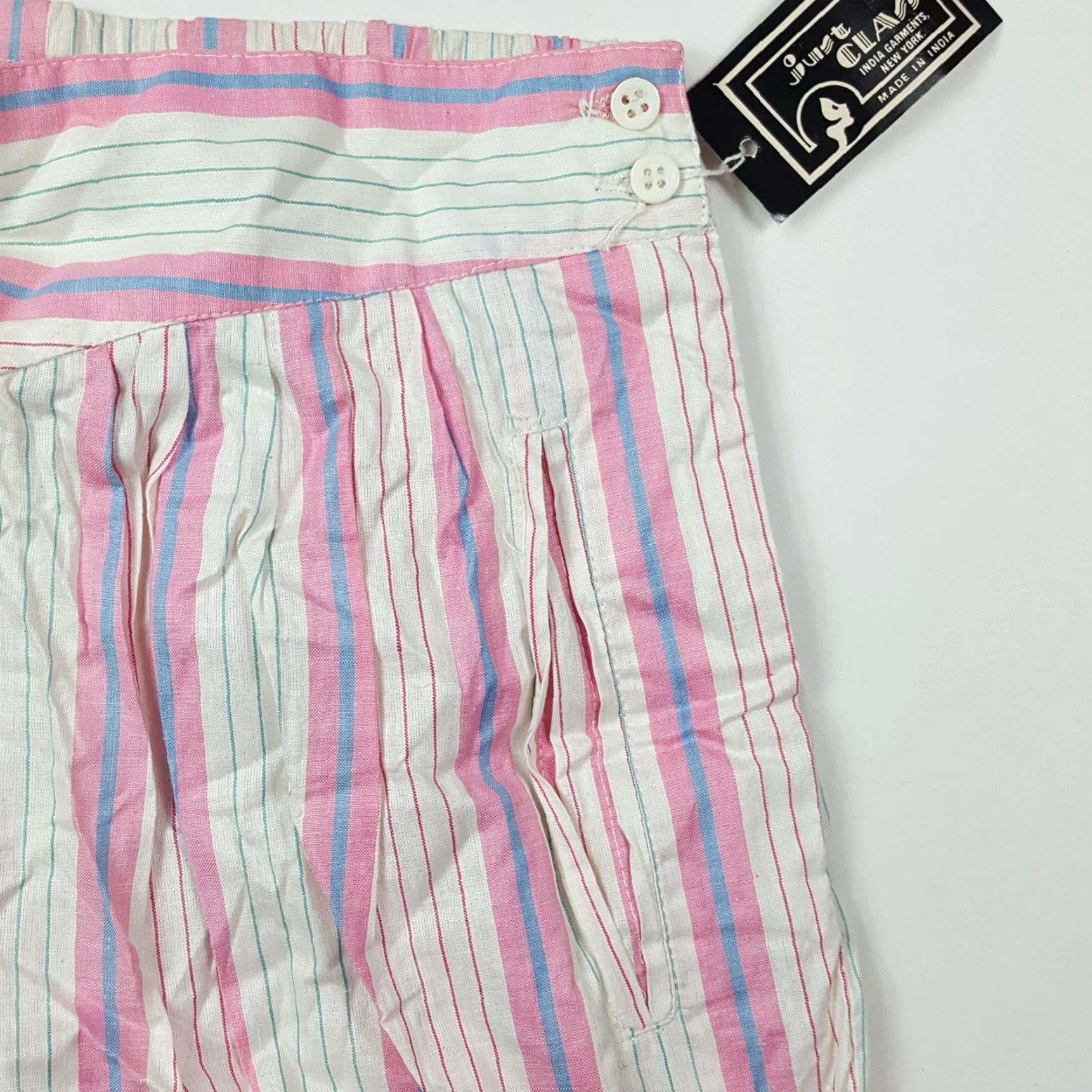 Vintage VINTAGE Just Class Pink Striped Lounge Shorts Women M 30-31 Elastic Waist High Rise Sleep Boyfriend 80s Casual Indoor Nightwear RGB? Size 30" / US 8 / IT 44 - 2 Thumbnail