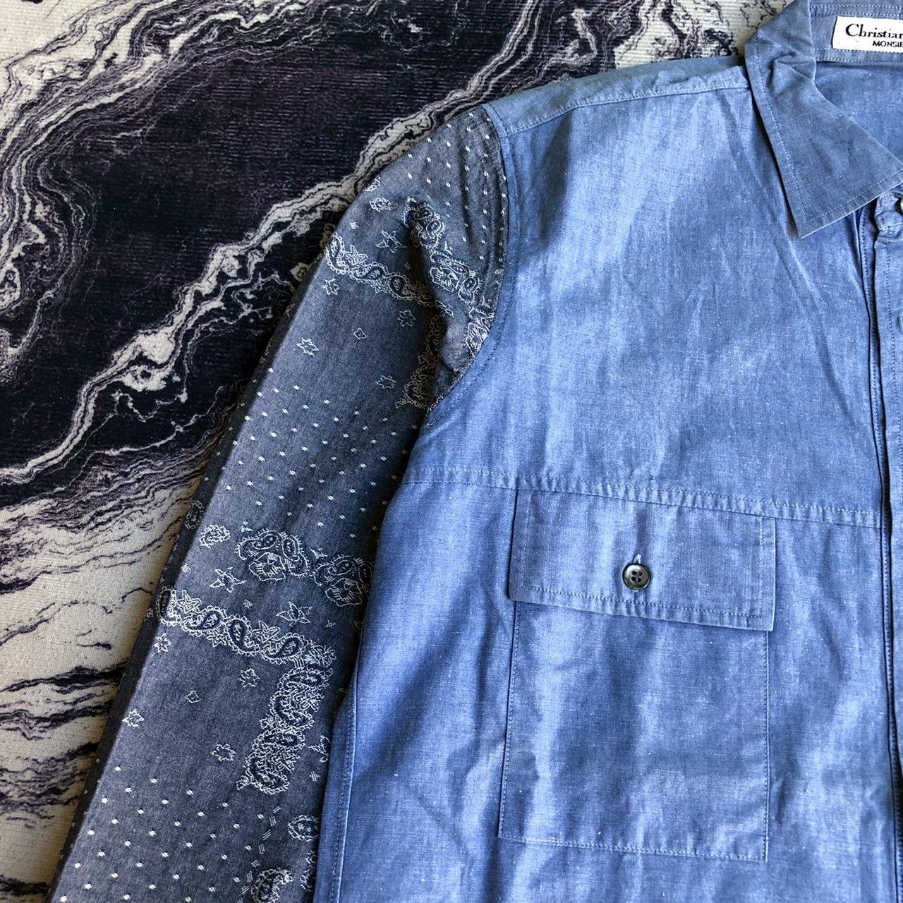 Christian Dior Monsieur Vintage Christian Dior Monsieur Chambray Paisley Pocket Size US M / EU 48-50 / 2 - 5 Thumbnail