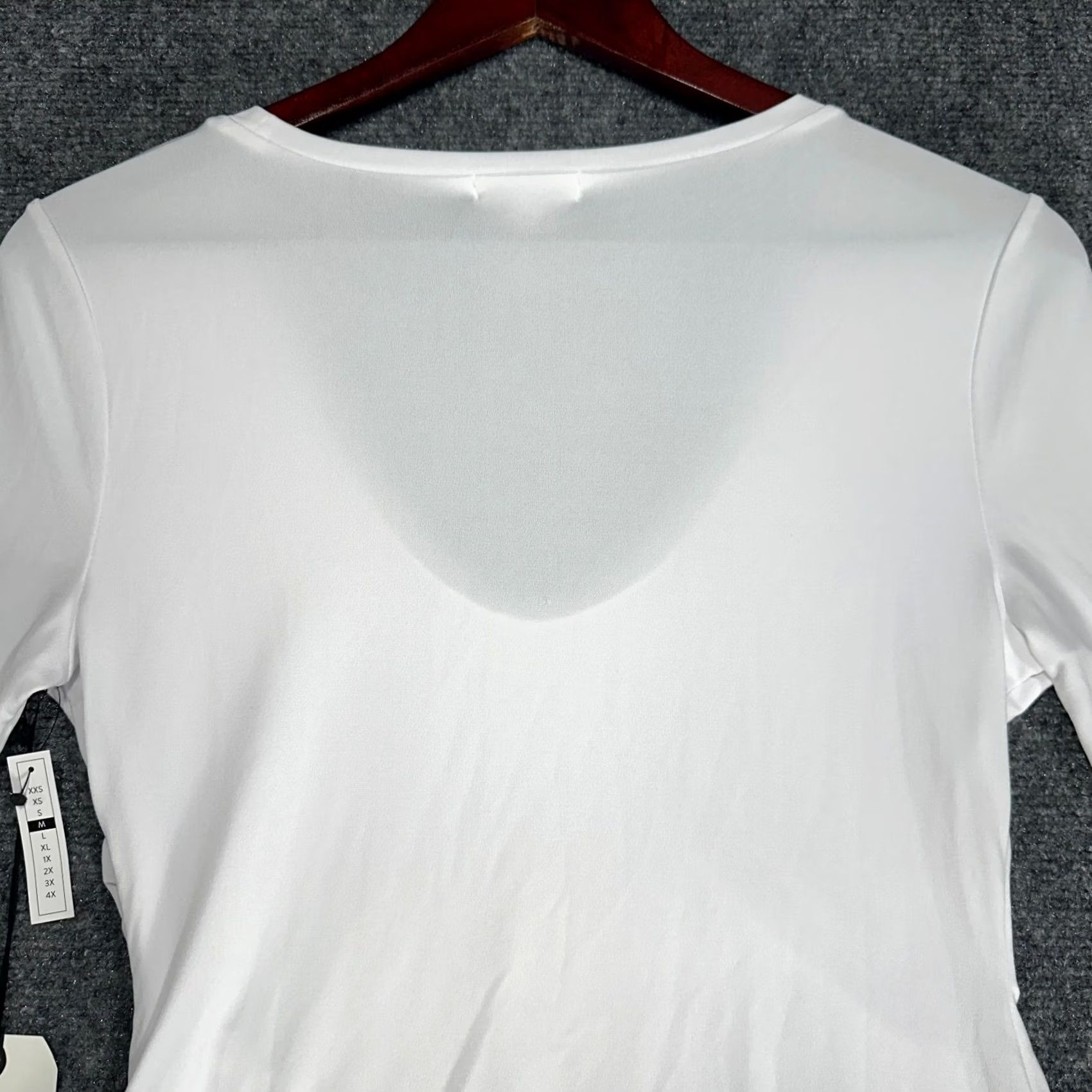 Vintage Leith Womens Medium White Stretch Knit Tee 3/4 Sleeve Ruched Side NEW Shirt Mens Womens Size M / US 6-8 / IT 42-44 - 8 Thumbnail
