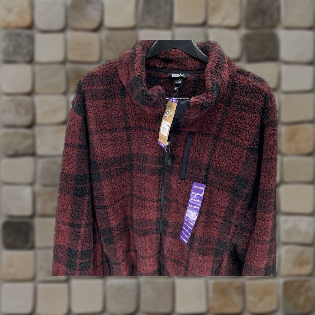 Eddie Bauer Eddie Bauer Sherpa Fleece Jacket Women 2XL Red Plaid Full Zip Mock Neck NWT Size XXL / US 16-18 / IT 52-54 - 1 Thumbnail