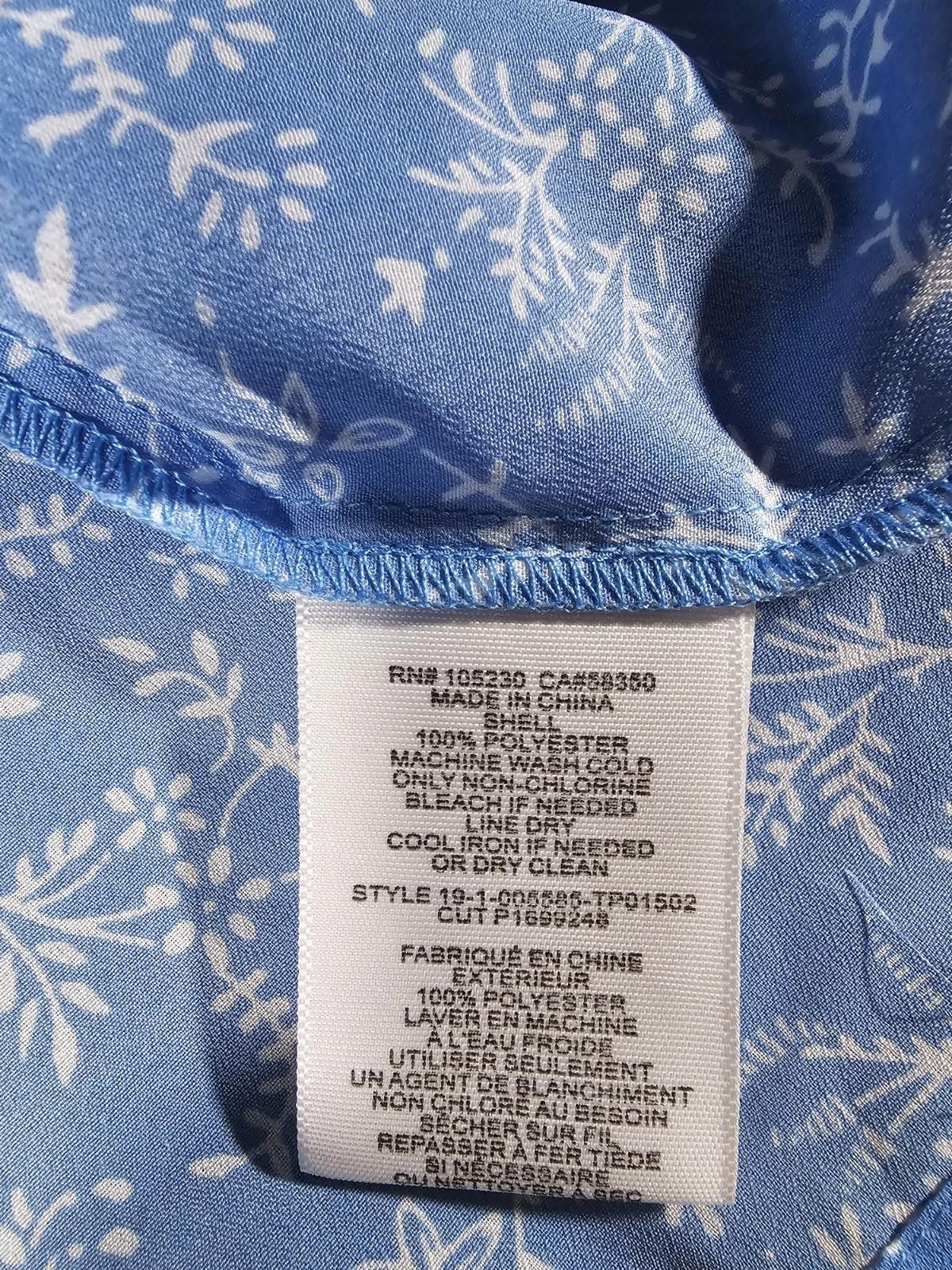 Jones New York Joie Jore Medium Blue White Leaf Top Size M / US 6-8 / IT 42-44 - 6 Thumbnail
