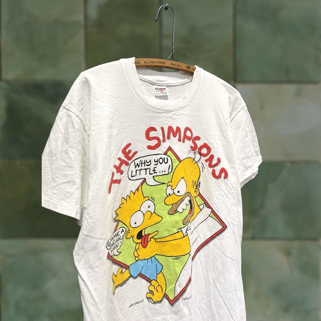 Vintage VINTAGE White Tee Shirt Large Bart Homer 90s Stedman The Simpsons Mens L Size US L / EU 52-54 / 3 - 1 Thumbnail