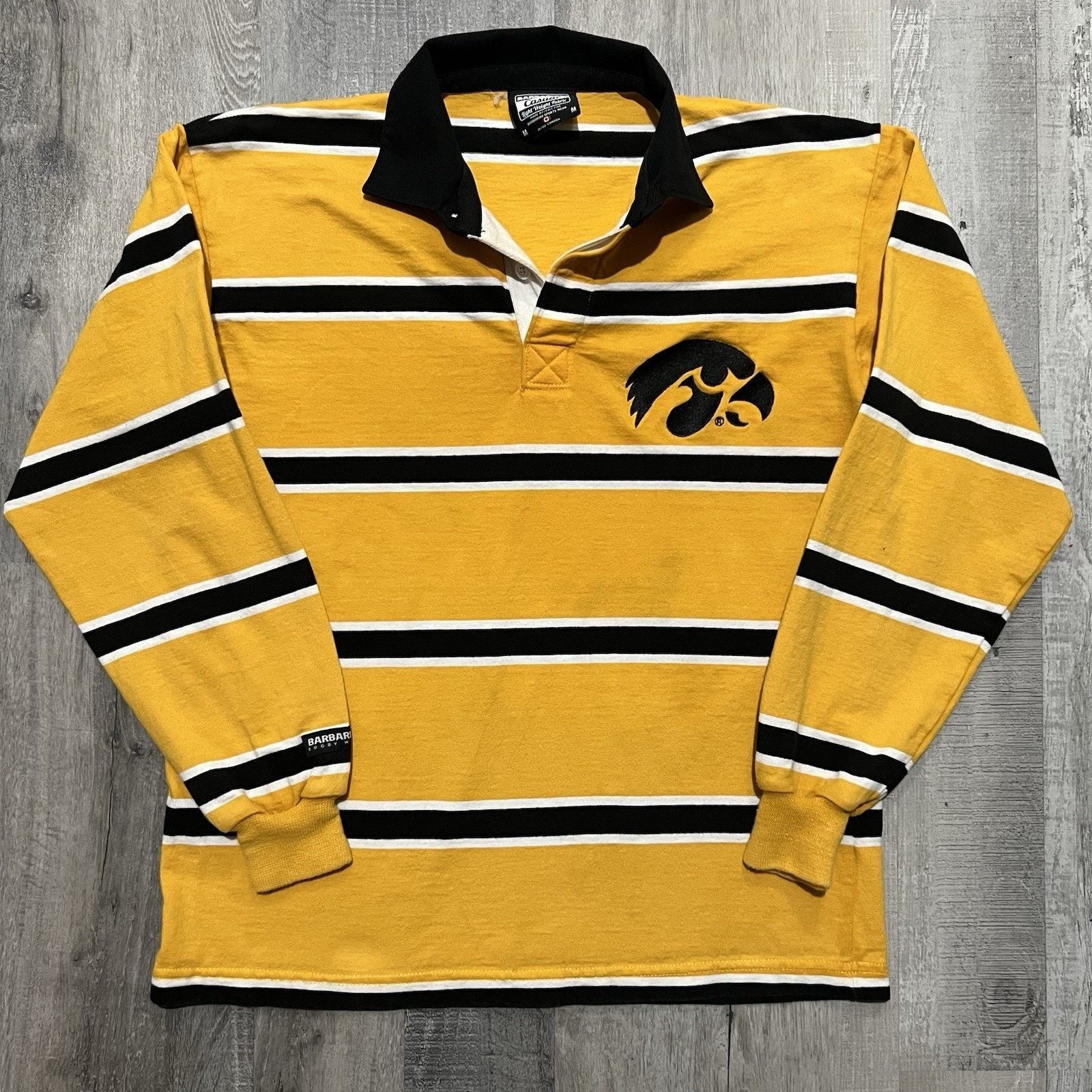 Barbarian Barbarian Iowa Hawkeyes Rugby Shirt Yellow Striped College ...