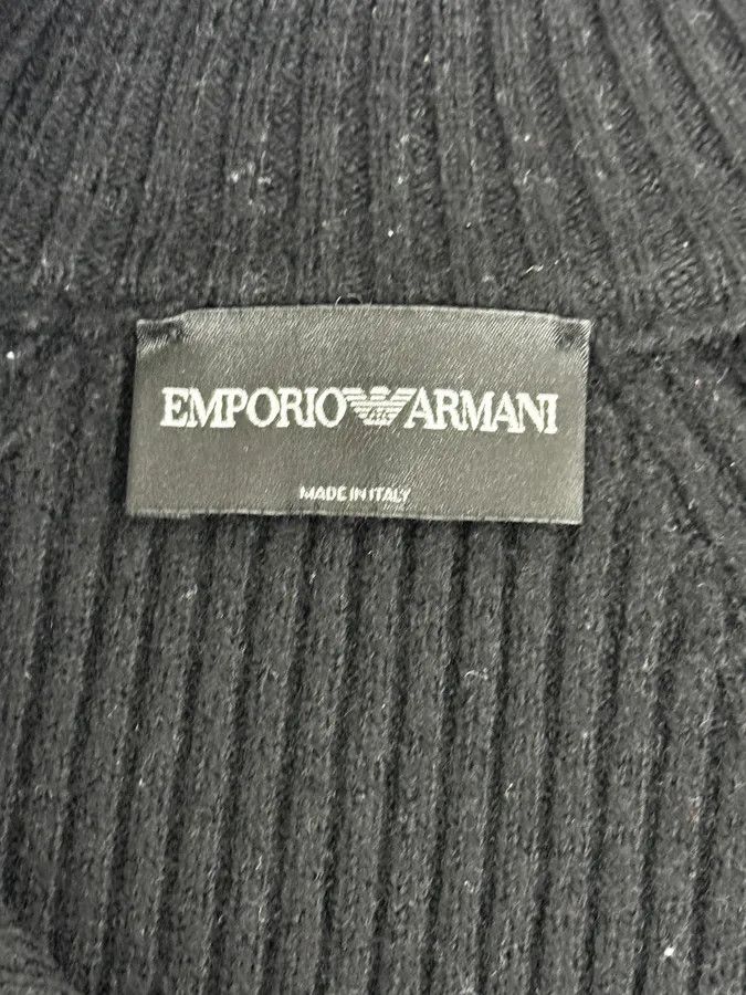 Emporio Armani 2000s Armani Neck Zip Wool Black Sweater Size US S / EU 44-46 / 1 - 7 Thumbnail