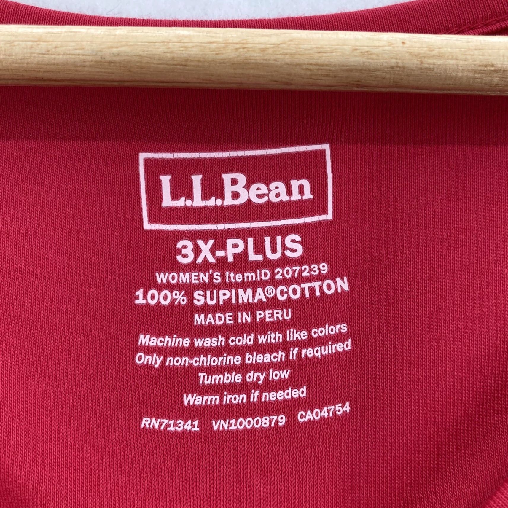 Vintage L.L.Bean Shirt Womens 3X Plus Red Supima Cotton Long Sleeve Scoop Neck Tee Soft Size XXL / US 16-18 / IT 52-54 - 4 Thumbnail