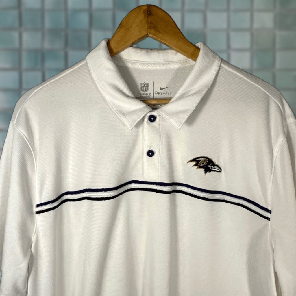NFL NFL On Field Baltimore Ravens Polo Mens XL White Short sleeve DriFit Colordry Size US XL / EU 56 / 4 - 1 Thumbnail