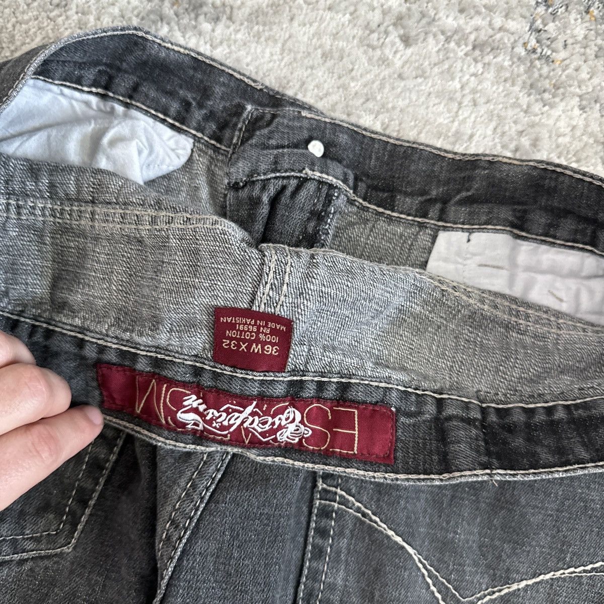 JNCO × Southpole × Vintage Vintage Y2K Baggy wide leg distressed faded black shorts Size US 36 / EU 52 - 4 Thumbnail