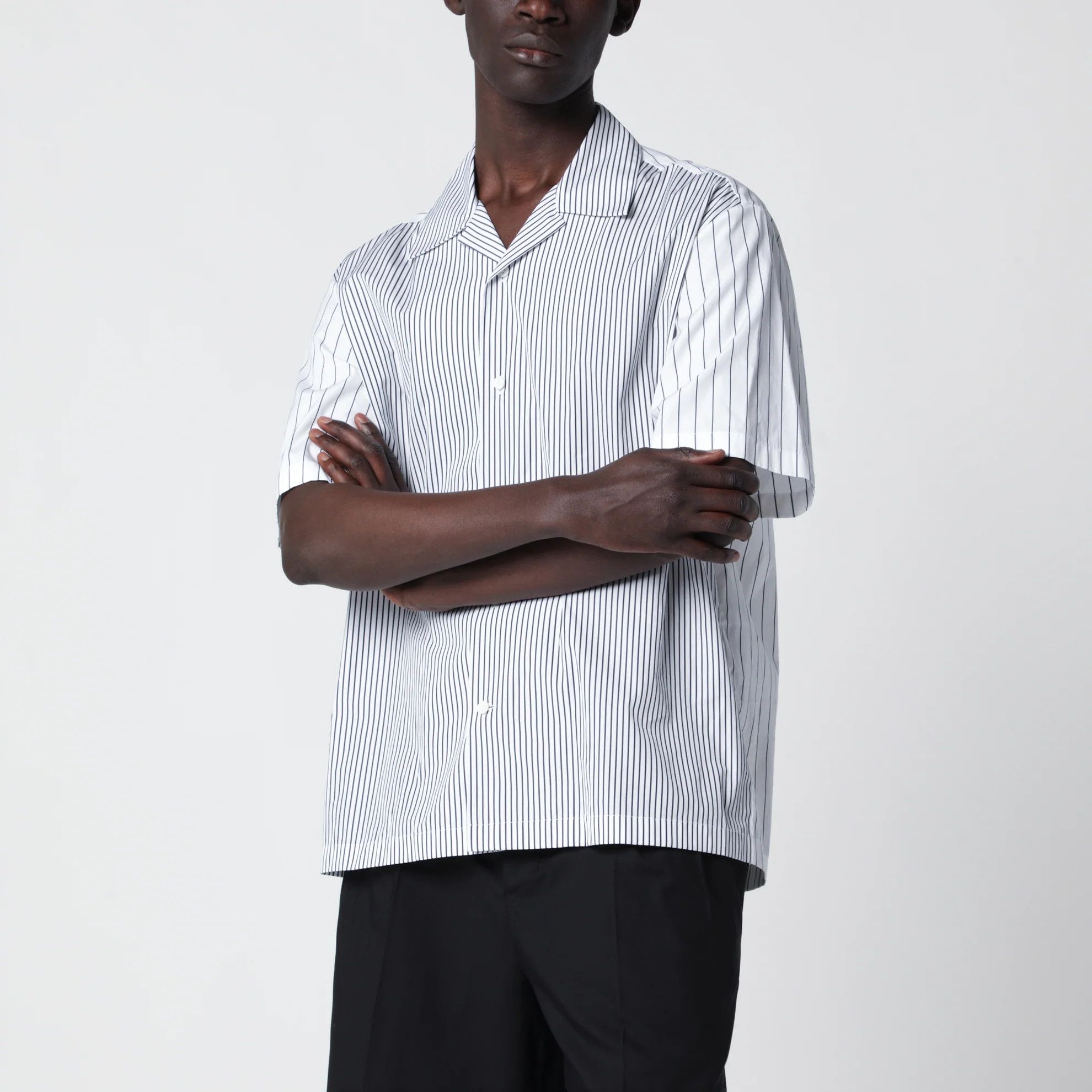 Jil Sander o1d2blof0526 Cotton Striped Shirt in Gray Size US L / EU 52-54 / 3 - 3 Thumbnail
