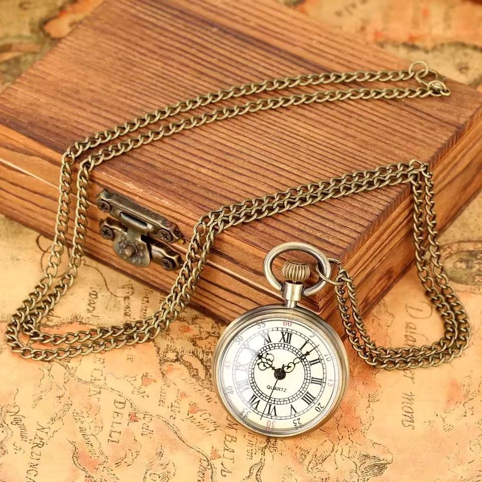 Jewelry BRONZE QUARTZ POCKET WATCH - ROMAN NUMERAL DIAL Size ONE SIZE - 5 Thumbnail