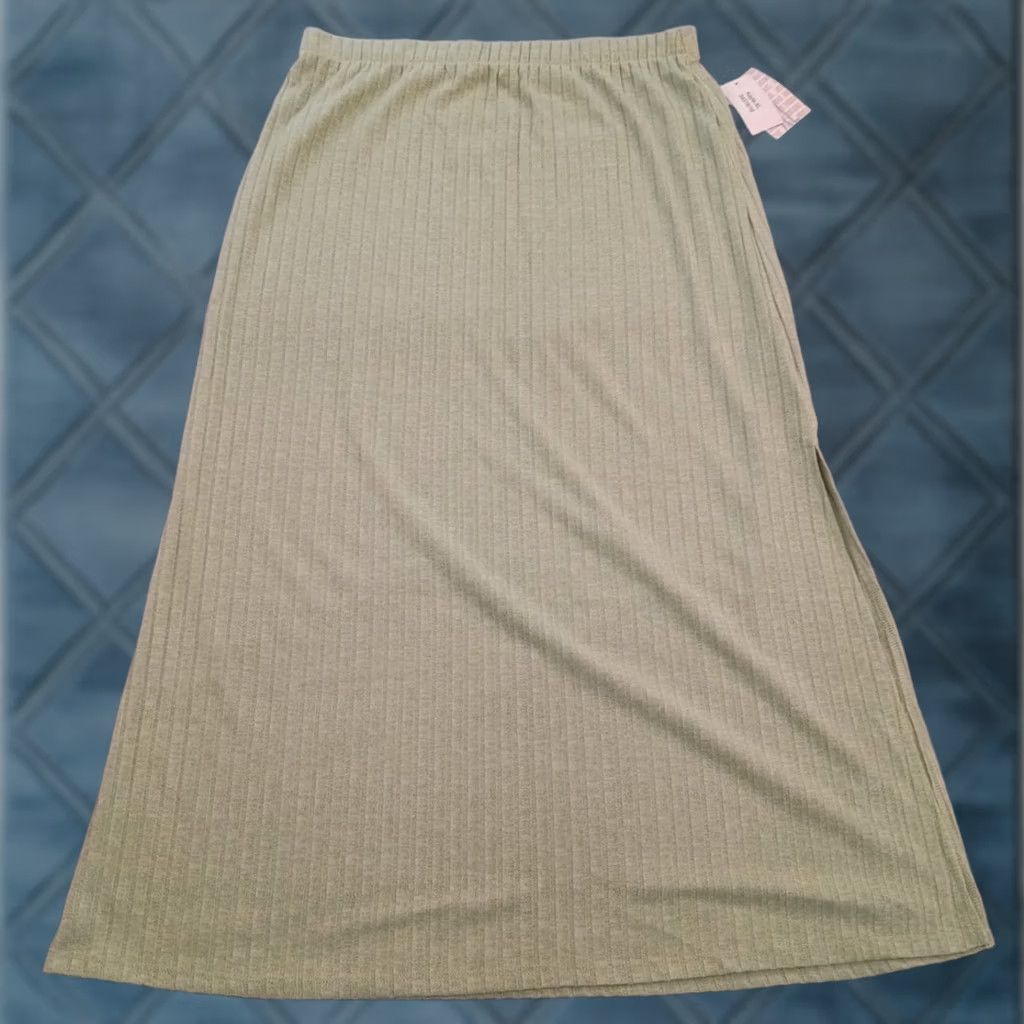 Vintage LuLaRoe Skirt XL Green Striped Maxi Pull On Slit Long Womens Size 40" / US 18 - 1 Thumbnail