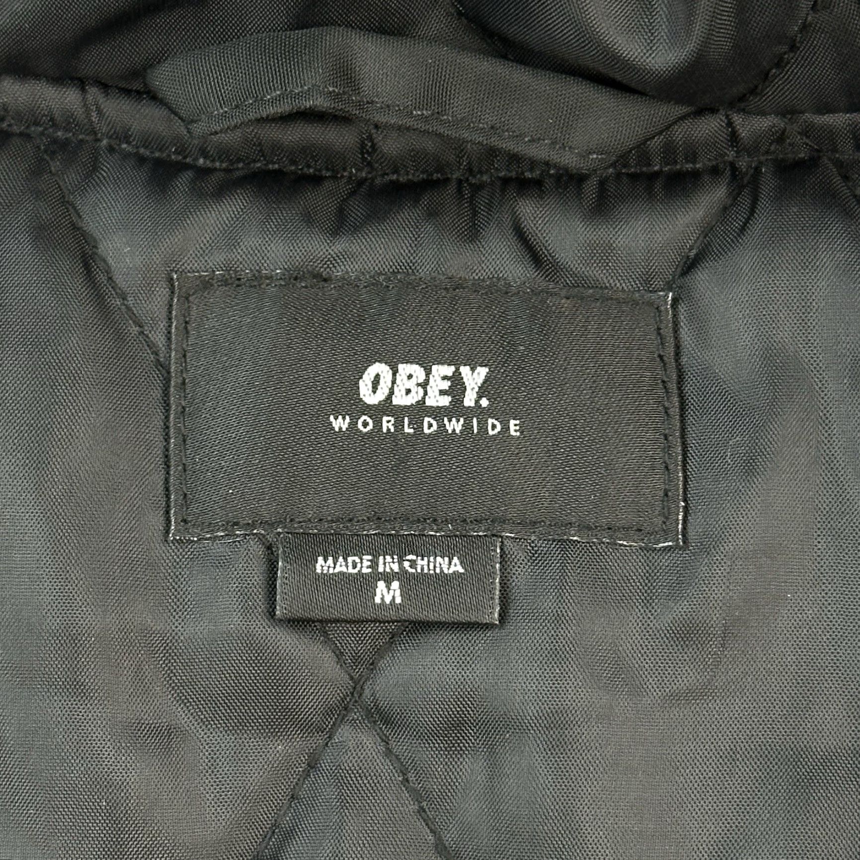 Obey Obey Parka Jacket Mens Medium Black Insulated Snap Front Streetwear Logo Quilted Zipper Long Jacket Seasonal Fall Winter Spring Long Size US M / EU 48-50 / 2 - 7 Thumbnail