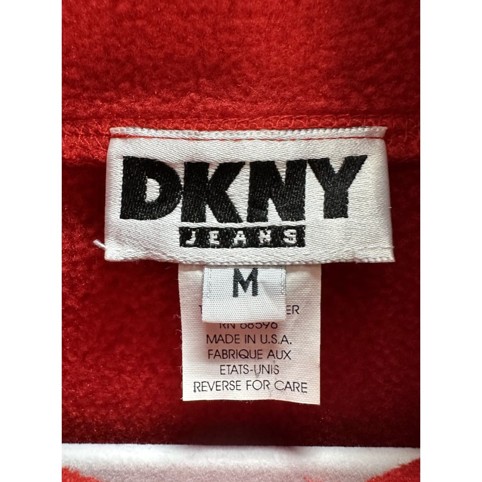 DKNY VINTAGE DKNY Red Fleece Sweatshirt Pullover Kangaroo Pocket Logo Sz M Womens 1/4 Zip Size M / US 6-8 / IT 42-44 - 3 Thumbnail