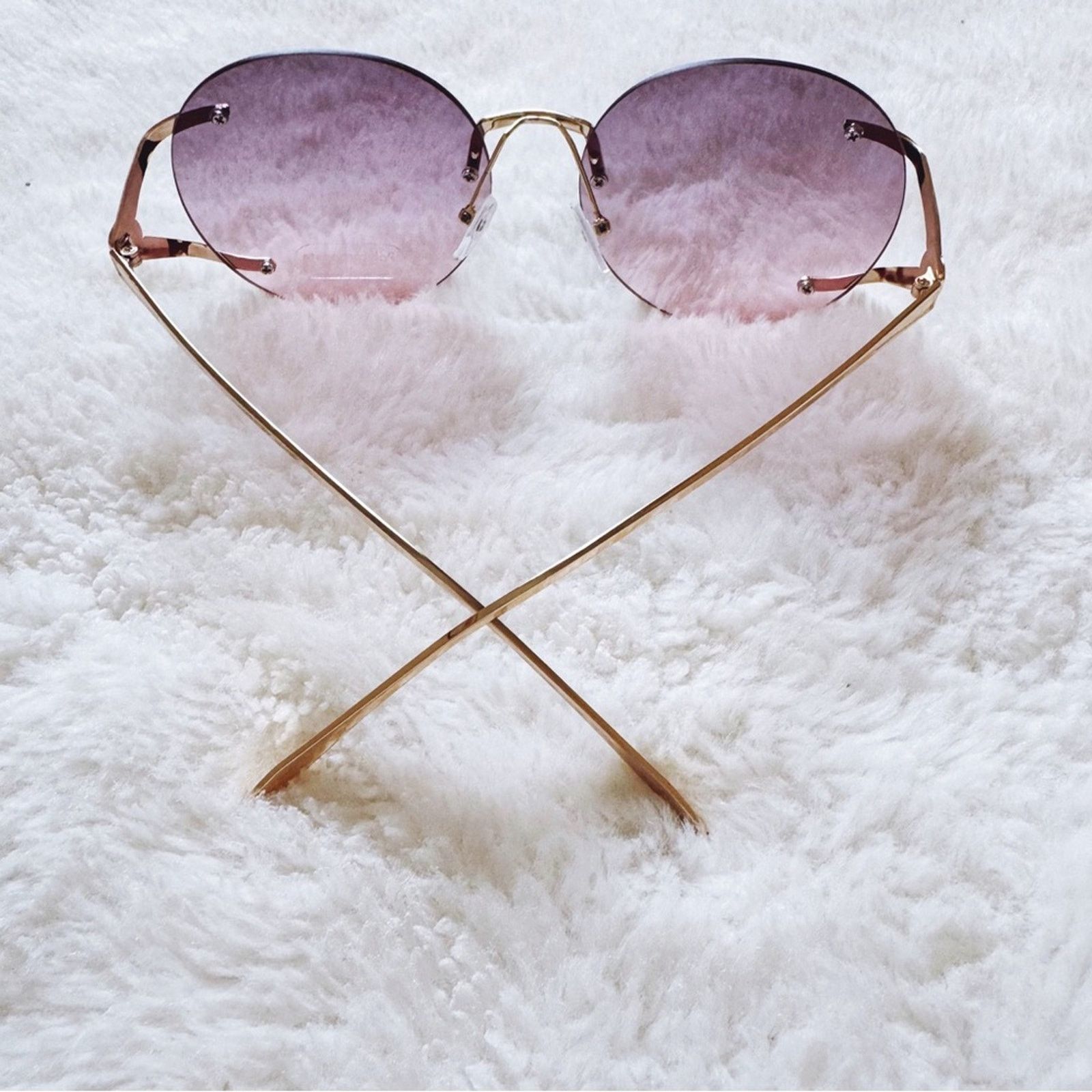 Other Ruth Clear Purple Round Metal Sunglasses Size ONE SIZE - 10 Thumbnail