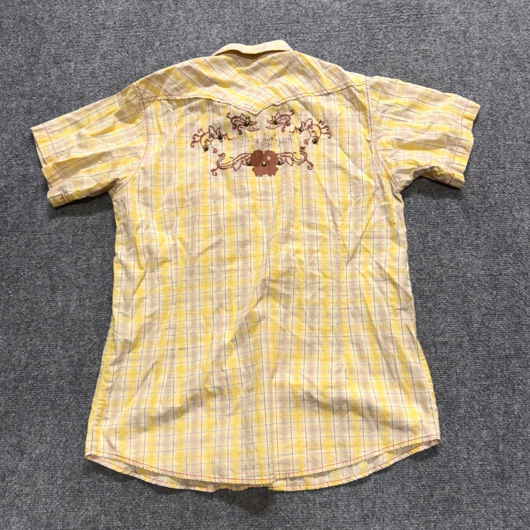 Vintage VINTAGE Giorginni Jeans Flannel Button Up Shirt XL Men's Yellow Striped Y2K Western Regular Size US XL / EU 56 / 4 - 3 Thumbnail