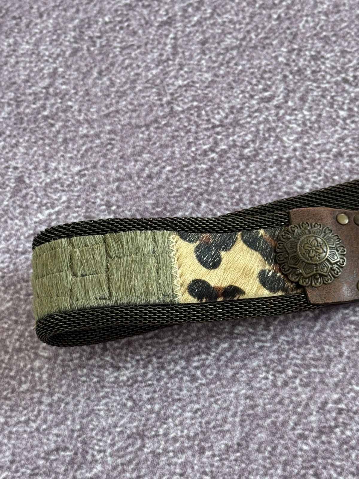 Japanese Brand Vintage Faux Fur Glamour Y2K Bb Simons Style Metal Belt Size ONE SIZE - 4 Thumbnail