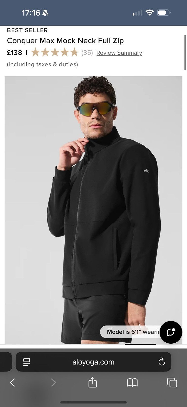 Alo Conquer Max Mock Neck Full Zip | Grailed
