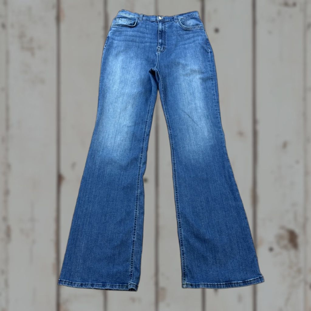 Vintage Current/Elliott Jeans Women Flared High Rise Dark Wash Denim 32 29x33 Stretch N/A Size 24" / US 00 / IT 34 - 1 Thumbnail